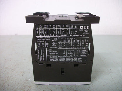 CUTLER-HAMMER CONTACTOR XTCE012B01 20AMP 120VCOIL 3PH 600V 10HP