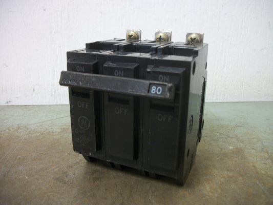 GE THQB CIRCUIT BREAKER THQB32080 80AMP 240VOLT 3POLE OLD