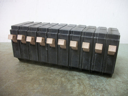 CUTLER-HAMMER LOT OF 10 CH CIRCUIT BREAKERS CH120 20AMP 240VOLT 1POLE