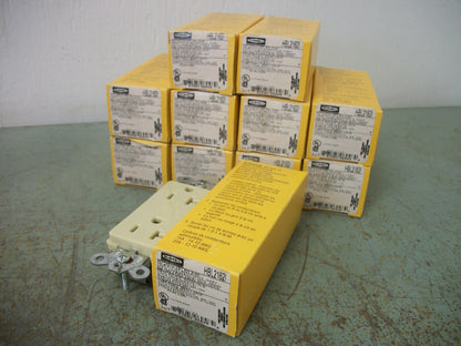 HUBBELL LOT OF 11 IVORY DUPLEX RECEPTACLES HBL2162I 20AMP 125VOLT 2P 3W NIB