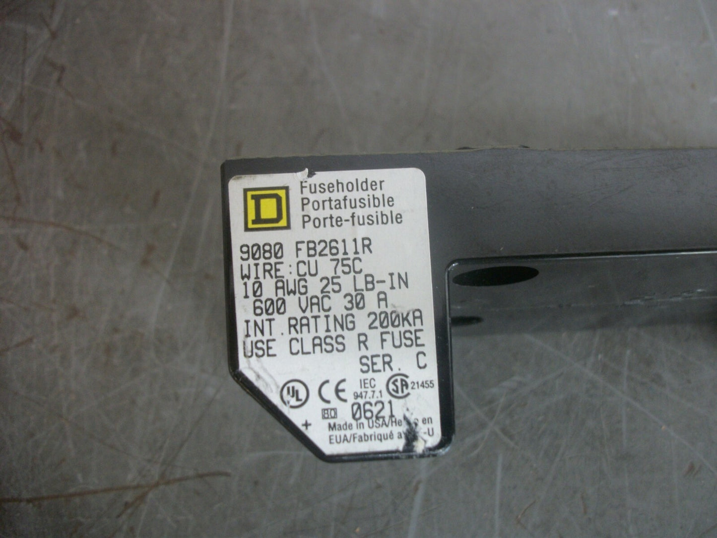 SQUARE D CLASS R FUSEHOLDER 9080FB2611R 30AMP 600VOLT 2POLE NOB