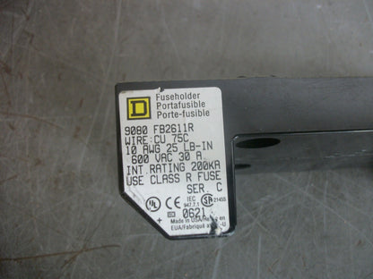 SQUARE D CLASS R FUSEHOLDER 9080FB2611R 30AMP 600VOLT 2POLE NOB