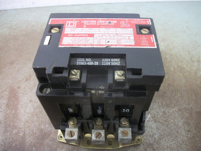 SQUARE D 60AMP LIGHTING CONTACTOR 8903SPO2 120VCOIL NOB