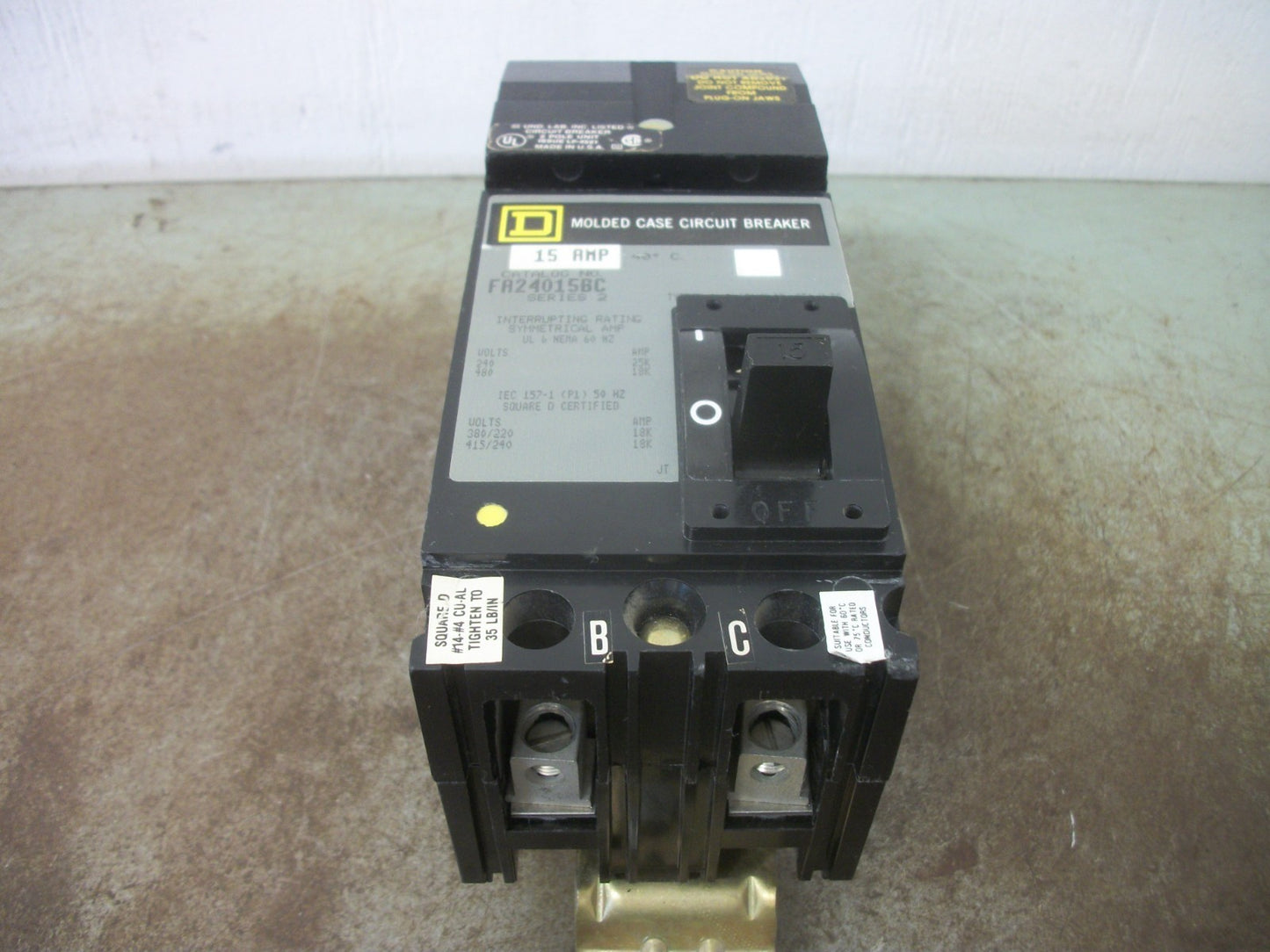 SQUARE D I-LINE FA CIRCUIT BREAKER FA24015BC 15AMP 480VOLT 2POLE GRAY