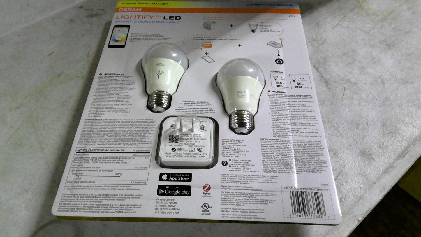 OSRAM LIGHTIFY LED SMART CON LIGHT STARTER KIT LED9.5A19W2/DIM/TW/STARTERKIT/LFY