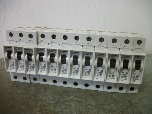 SIEMENS LOT OF 12 MINI CIRCUIT BREAKERS 5SX21C3 3AMP 230/400VOLT 1POLE
