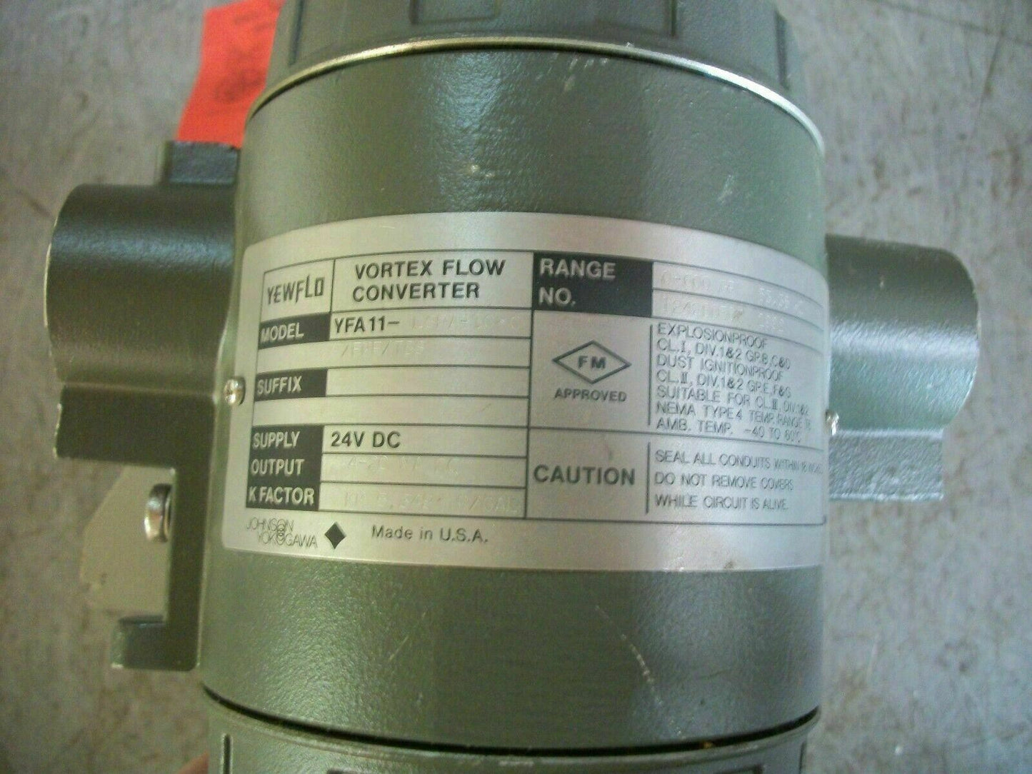JOHNSON YOKOGAWA VORTEX FLOW CONVERTER YFA11-LSPA-10*C/FMF/TPS 0-600GPM NOB
