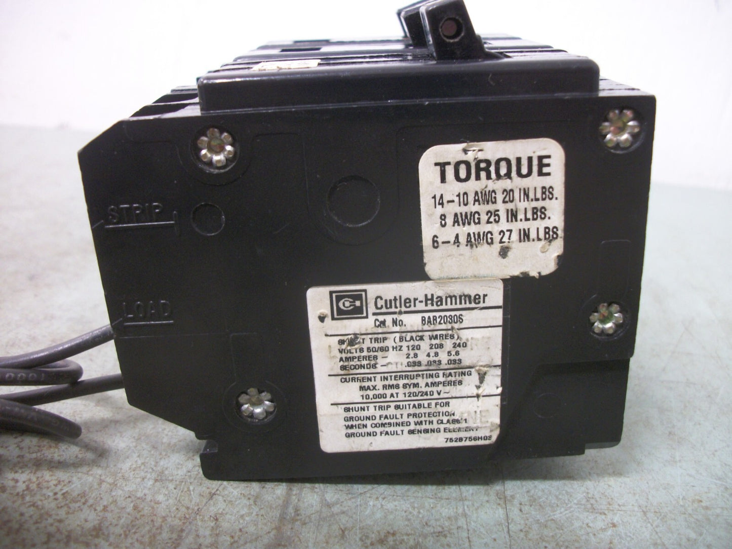 CUTLER-HAMMER BA CIRCUIT BREAKER BAB2030S 30AMP 240VOLT 2POLE W/SHUNT NOB