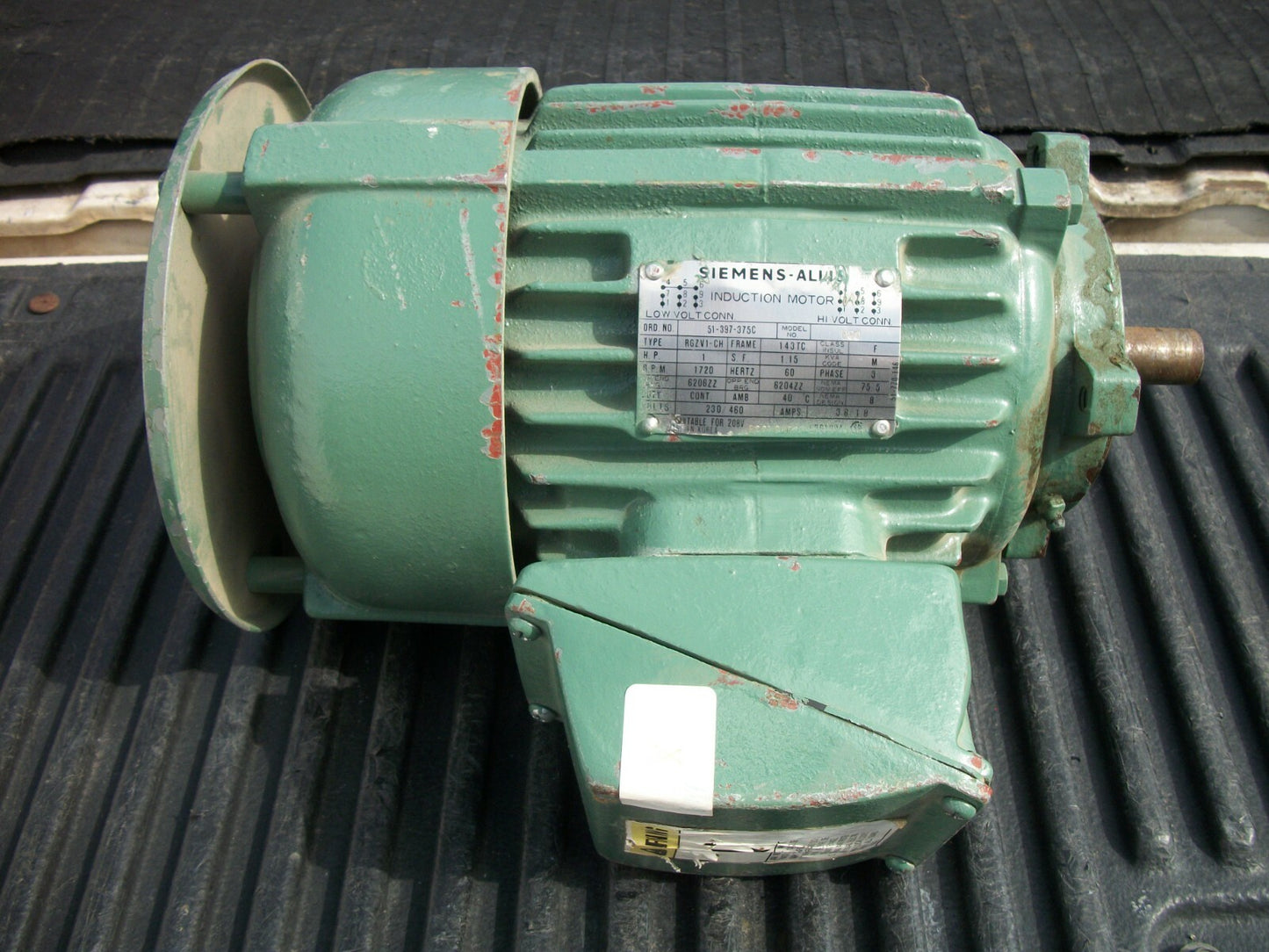 SIEMENS ALLIS 1HP 143TC RGZV1-CH INDUCTION MOTOR 089 460VOLT 1720RPM 3PH