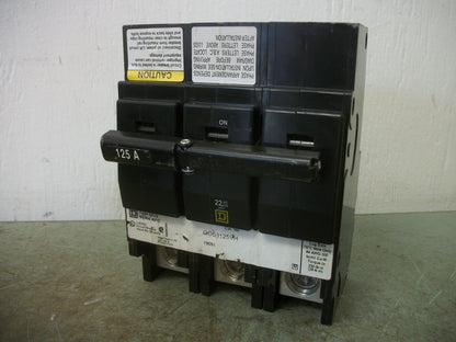 SQUARE D QOD CIRCUIT BREAKER QOB3125VH 125AMP 240VOLT 3POLE 22KA NOB