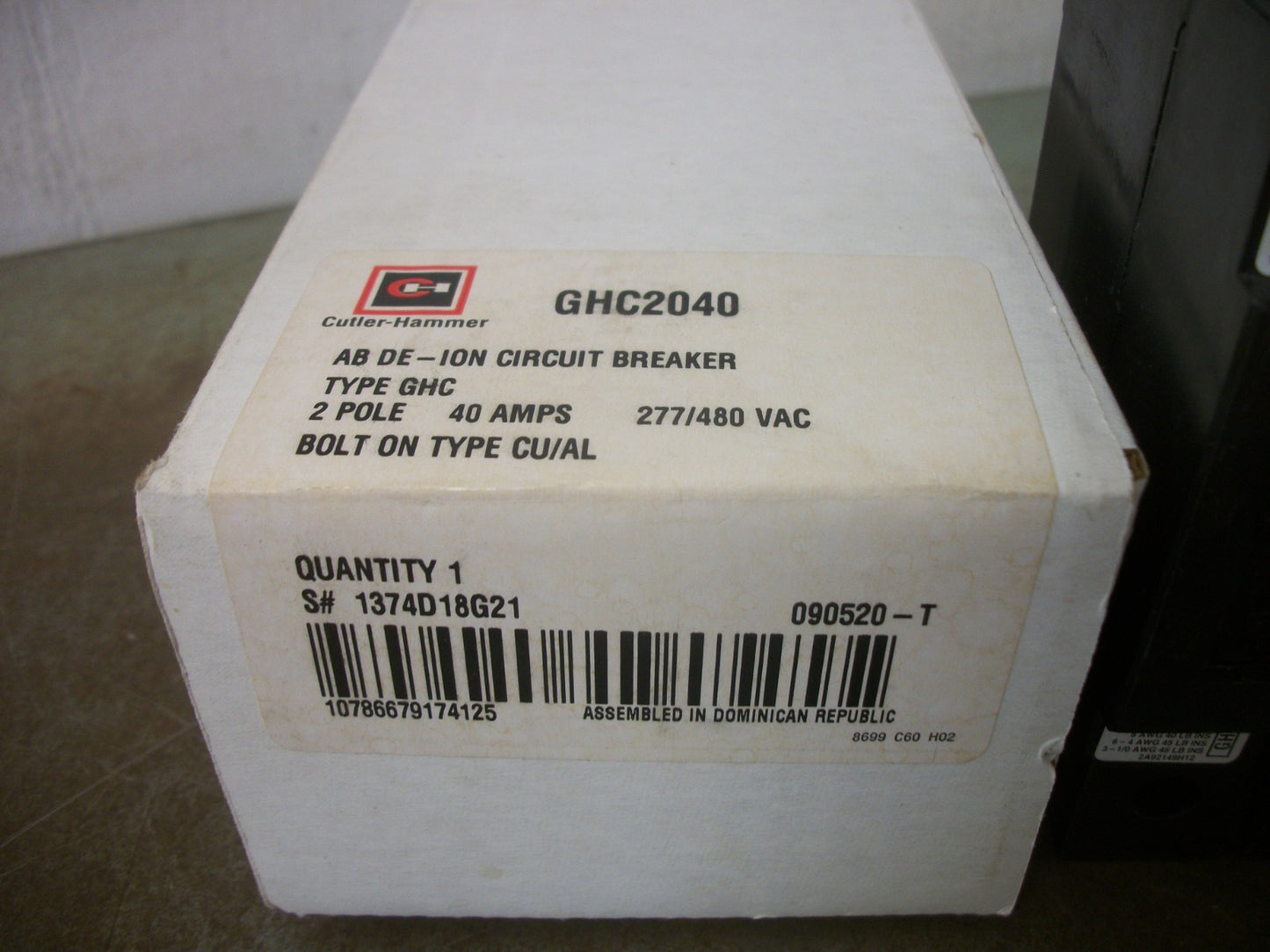 CUTLER-HAMMER GHC CIRCUIT BREAKER GHC2040 40AMP 480VOLT 2POLE NIB