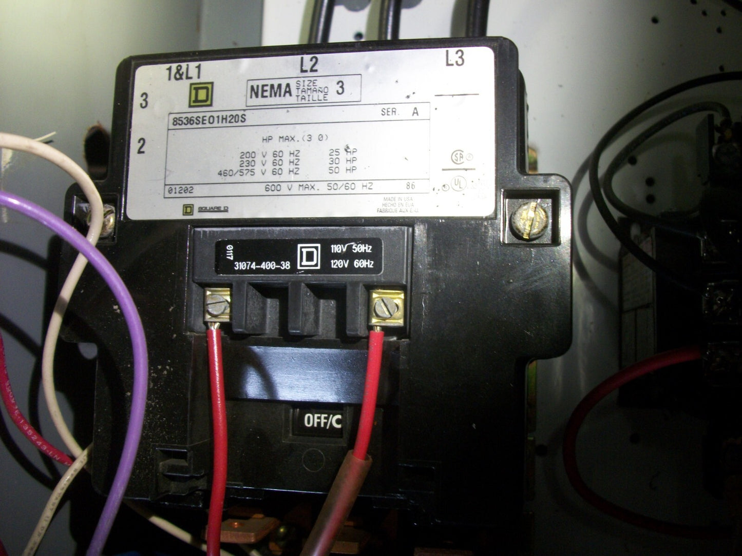 SQUARE D STARTER COMBO SIZE 3 TYPE 12/3R 8536SEO1H20S 120VCOIL 100AMP FUSIBLE