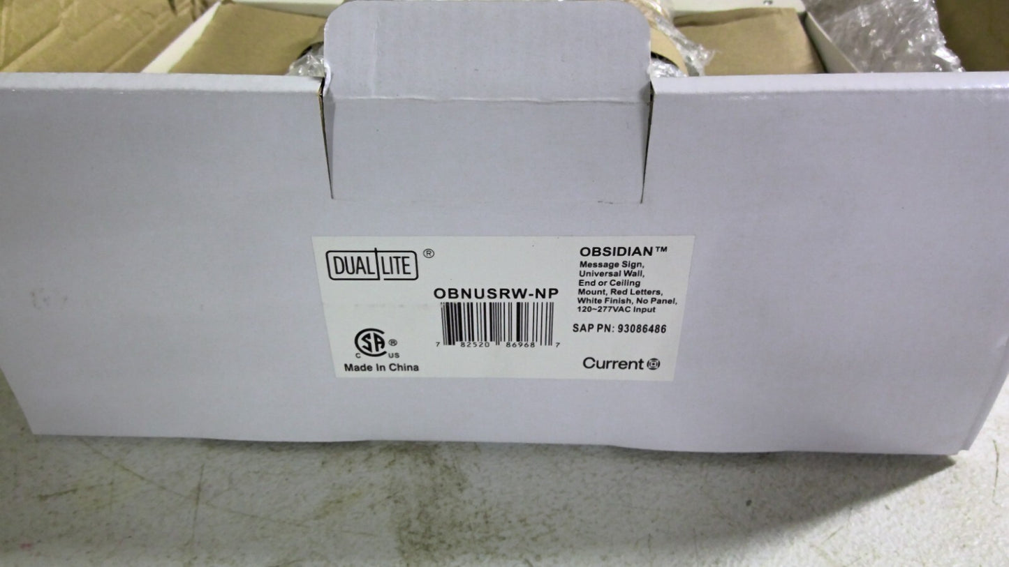 DUAL LITE OBSIDIAN WHITE RED LETTER MESSAGE SIGN OBNUSRW-NP 120/277VOLT NIB