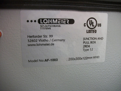 LOHMEIER 11 X 7 X 5 JUNCTION & PULL BOX ENCLOSURE TYPE 12 AF-1003