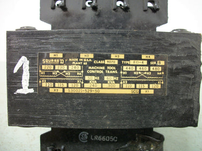 SQUARE D .300KVA 1PH TRANSFORMER 9070EO4 HV 220X480 LV 110/120