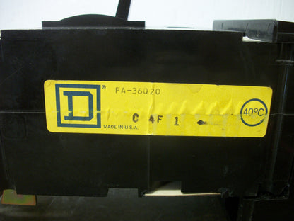 SQUARE D I-LINE FA CIRCUIT BREAKER FA36020 20AMP 600VOLT 3POLE BLACK