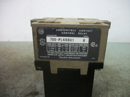 ALLEN-BRADLEY AC CONTROL RELAY 700-PL400A1 120VCOIL