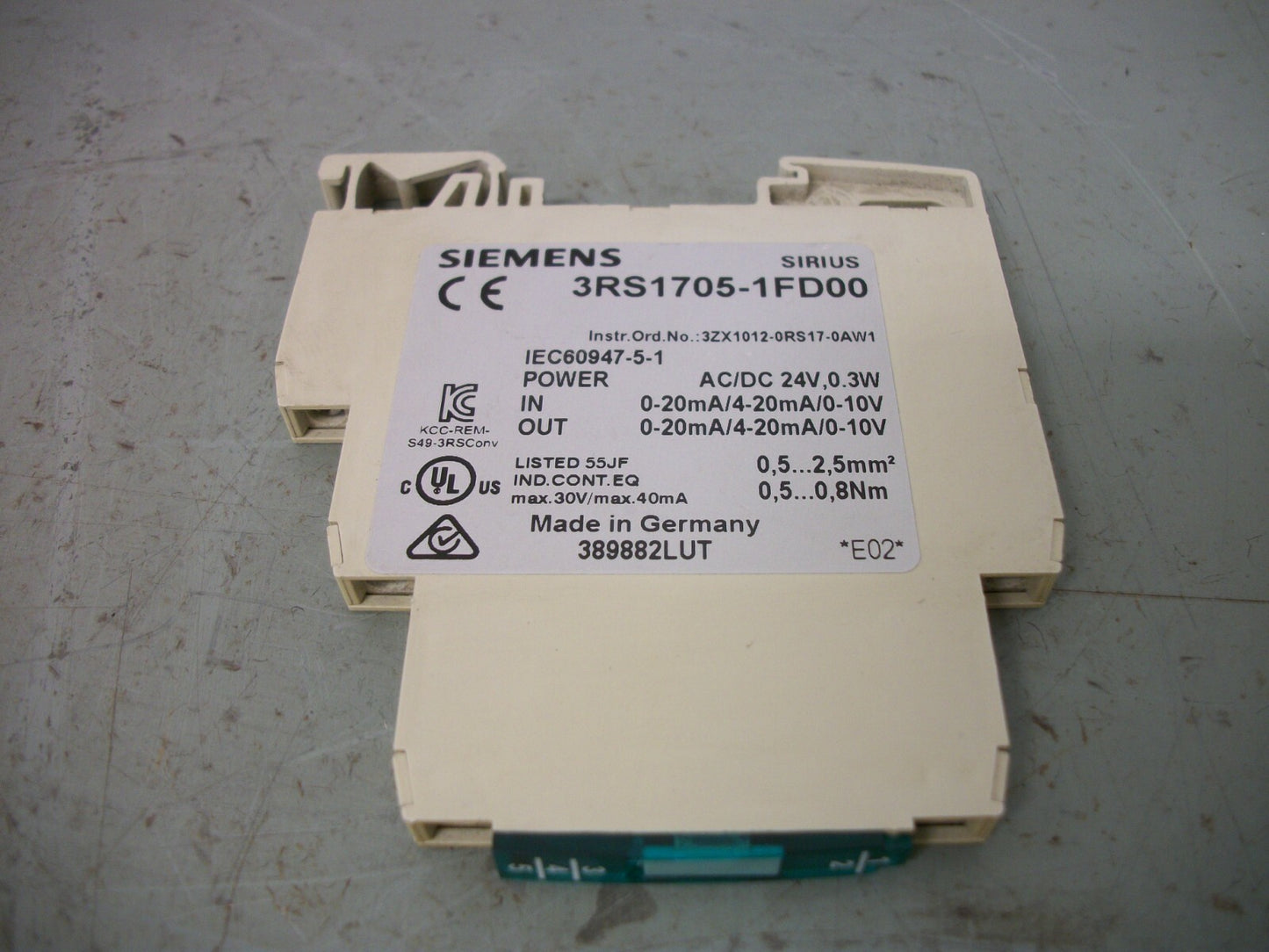 SIEMENS SIRIUS MULTI-RANGE INTERFACE CONVERTER MODULE 3RS1705-1FD00