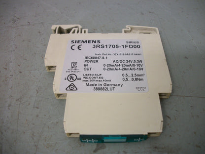 SIEMENS SIRIUS MULTI-RANGE INTERFACE CONVERTER MODULE 3RS1705-1FD00