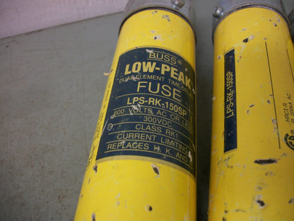 BUSSMANN LOT OF 3 DUAL ELEMENT LOW-PEAK FUSES LPS-RK-150SP 150AMP 600VOLT