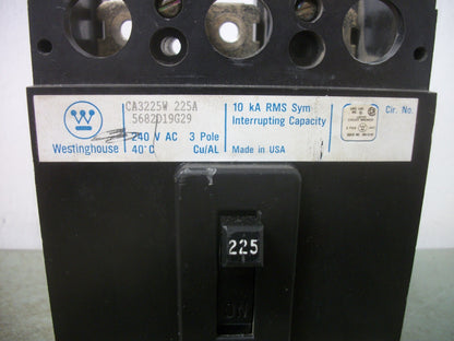 WESTINGHOUSE CA CIRCUIT BREAKER CA3225W 225AMP 240VOLT 3POLE