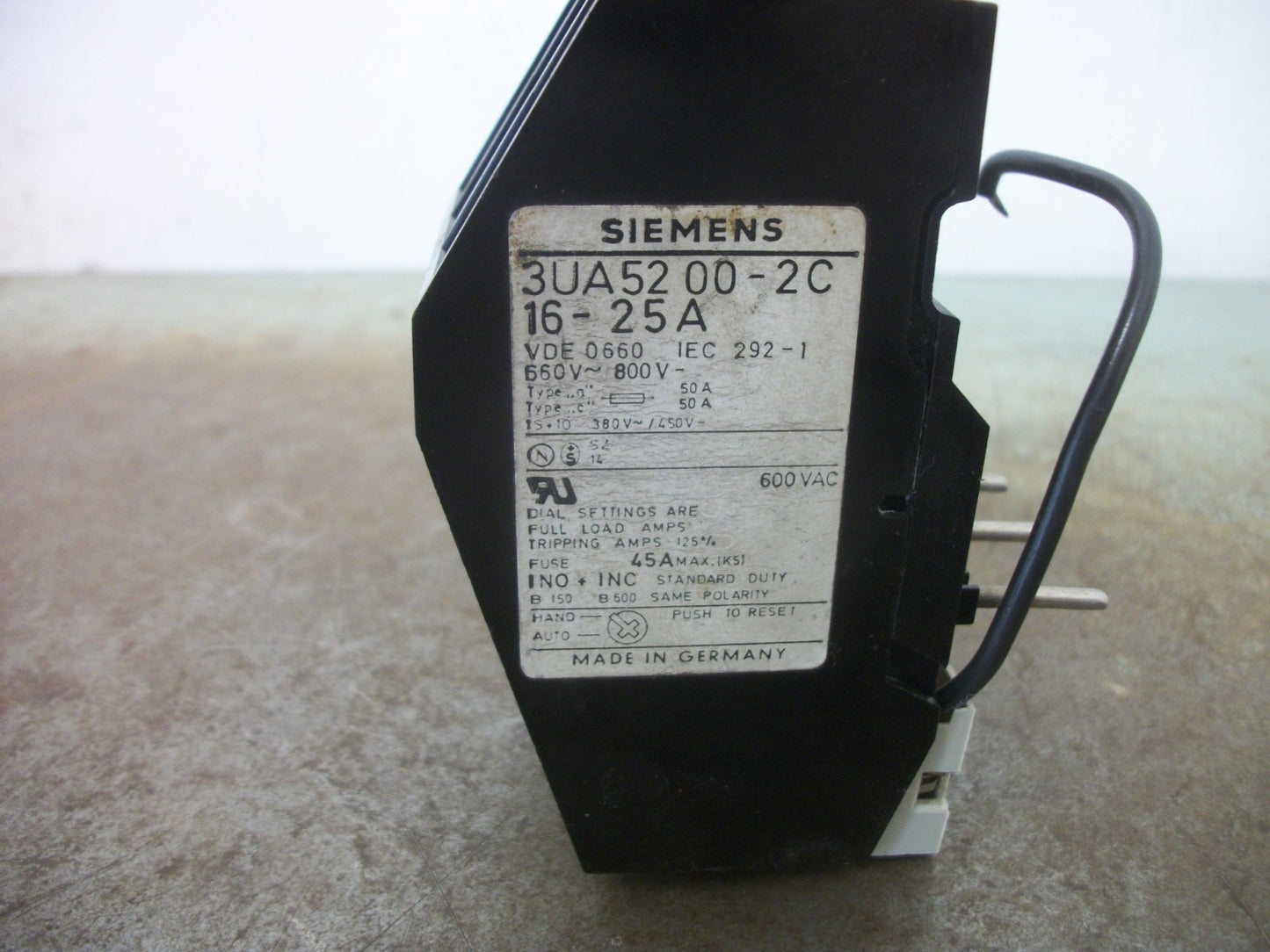SIEMENS THERMAL OVERLOAD RELAY 3UA5200-2C 16-25AMP