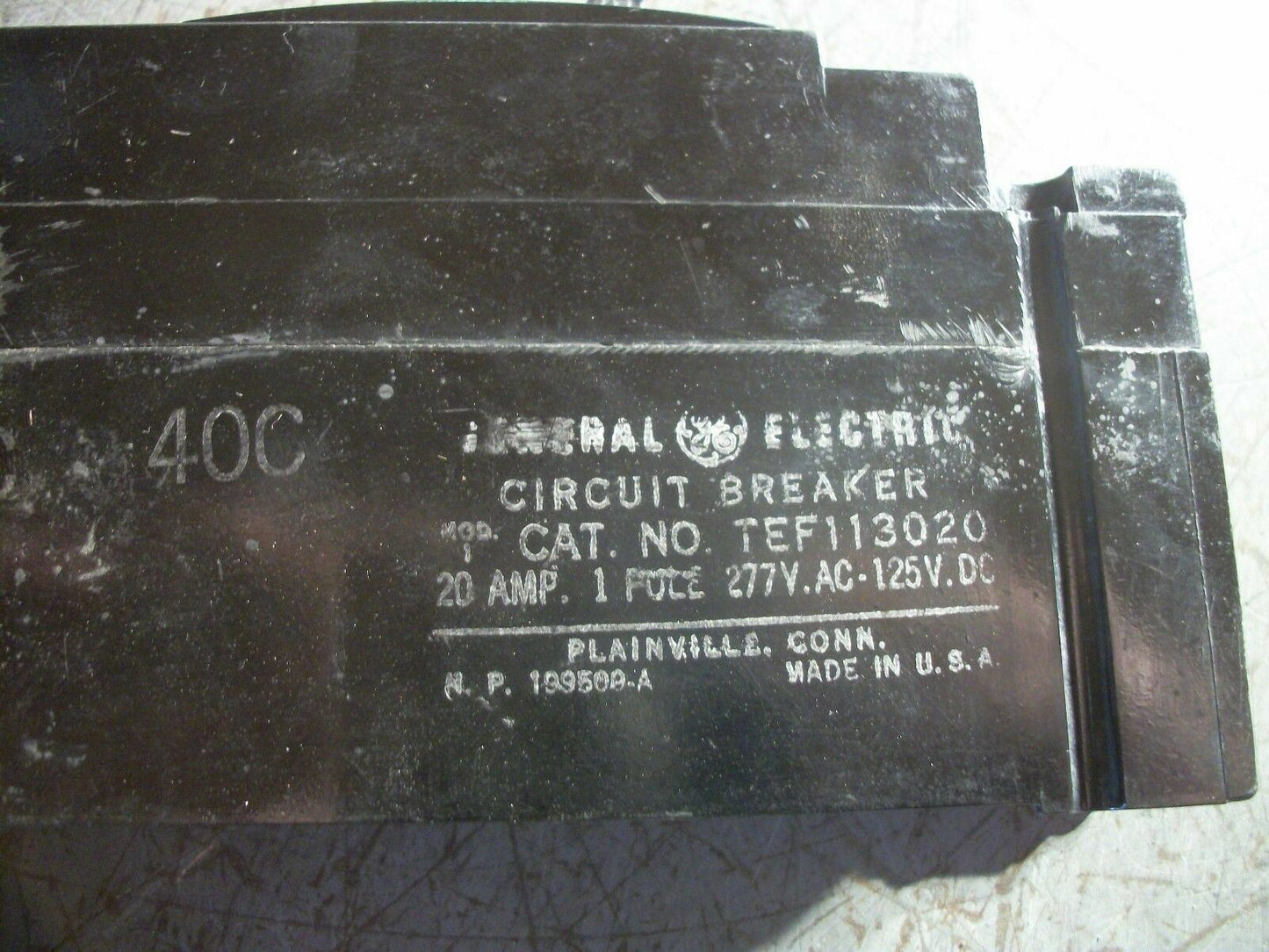 GE TEF CIRCUIT BREAKER TEF113020 20AMP 277VOLT 1POLE