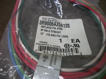 DANIEL WOODHEAD 12" STRAIGHT MALE CORDSET 3R9006A20A120 9P NEW