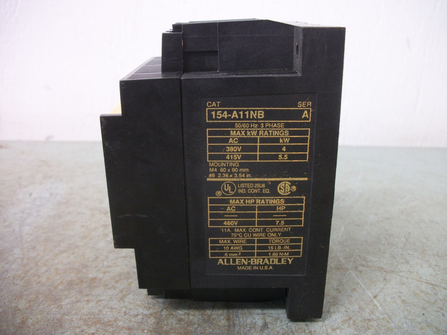 ALLEN-BRADLEY STC STARTING TORQUE CONTROLLER 154-A11NB 11AMP 3PH 460VOLT 7.5HP