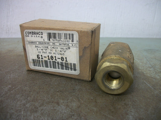 CONBRACO 1/4" F X 1/4" F BALL-CONE CHECK VALVE 61-101-01 NIB