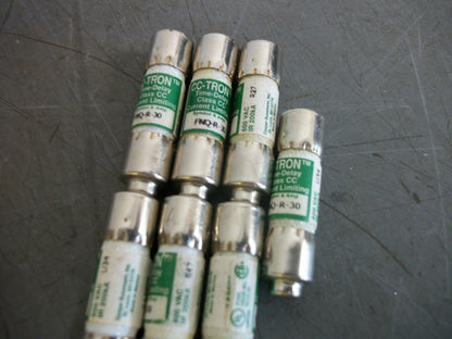 BUSSMANN LOT OF 7 CC-TRON FUSES FNQ-R-30 30AMP 600VOLT NOB