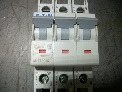 CUTLER-HAMMER MINI CIRCUIT BREAKER WMZT3C16 16AMP 480VOLT 3POLE NOB