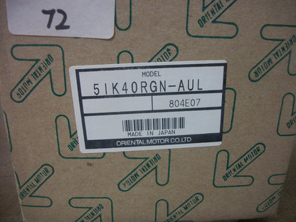ORIENTAL MOTOR 40W SPEED CONTROL MOTOR 5IK40RGN-AUL 115VOLT .65AMP 8uF NIB