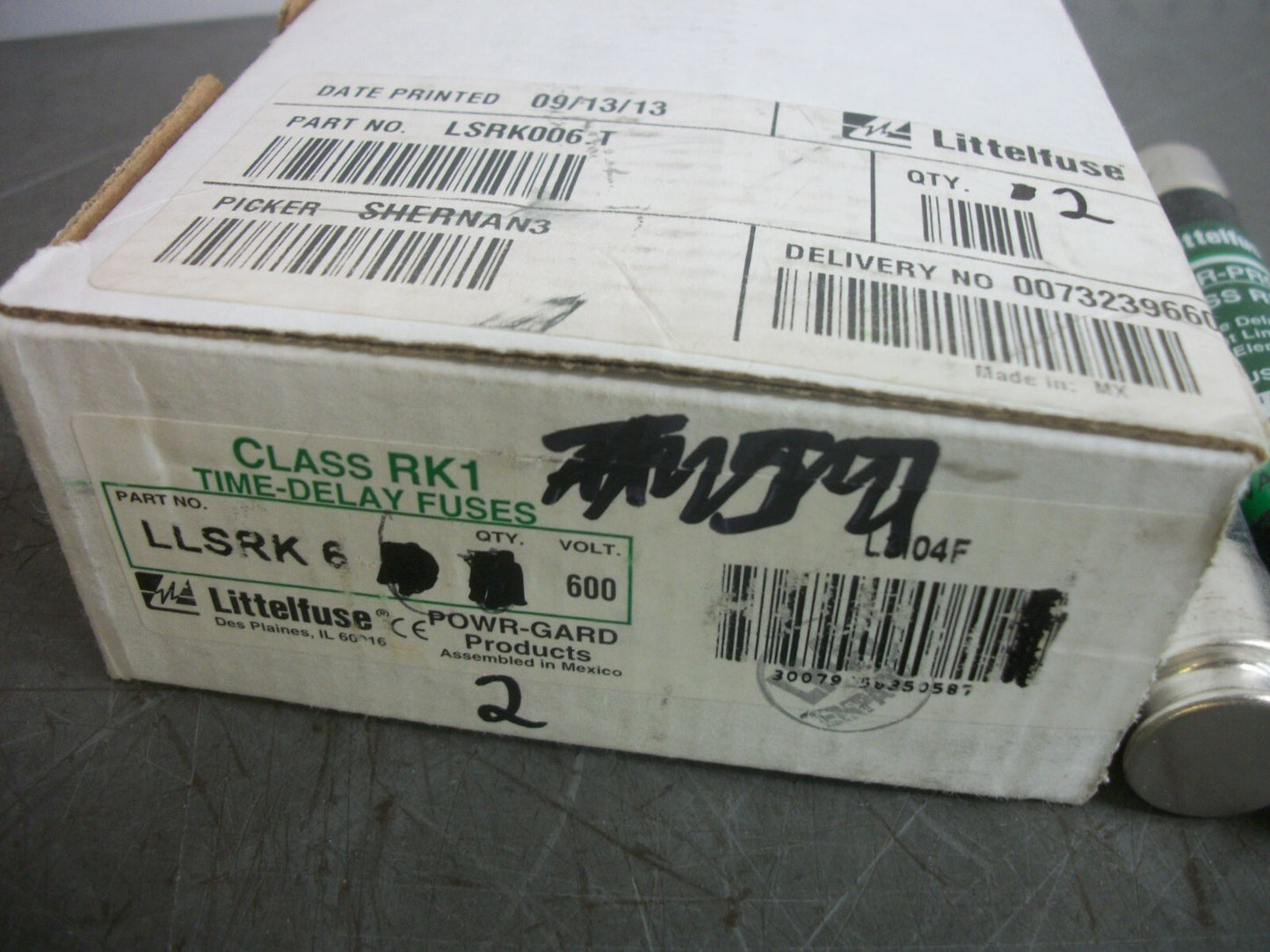 LITTELFUSE BOX OF 2 POWR-GARD FUSES LLSRK6 6AMP 600VOLT NIB