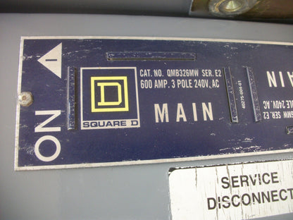 SQUARE D QMB FUSIBLE PANELBOARD BRANCH SWITCH QMB326MW 600AMP 240VOLT 3POLE REFU