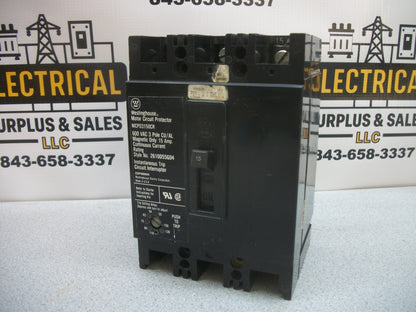 WESTINGHOUSE MOTOR CIRCUIT BREAKER MCP03150CR 15AMP 600VOLT 3POLE