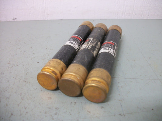 BUSSMANN LOT OF 3 FUSETRON FUSES FRS-R-6 6AMP 600VOLT