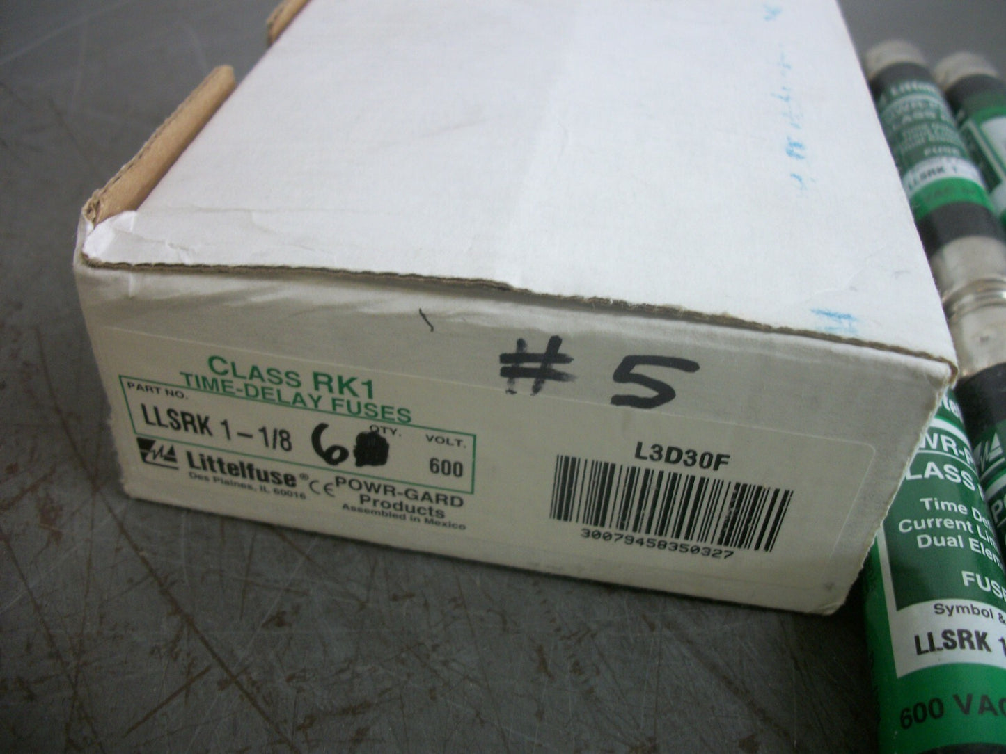 LITTELFUSE BOX OF 6 POWR-GARD FUSES LLSRK1-1/8 1-1/8AMP 600VOLT NIB