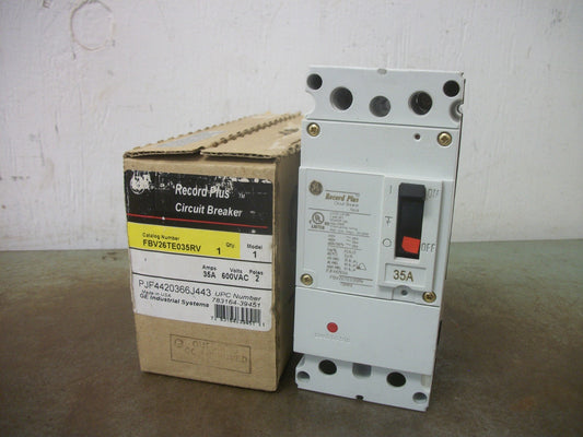 GE RECORD PLUS CIRCUIT BREAKER FBV26TE035RV 35AMP 600VOLT 2POLE NIB