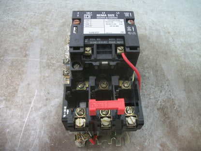 SQUARE D SIZE 1 MOTOR STARTER 8536SCO3 600VCOIL 3PH 600V 10HP NOB
