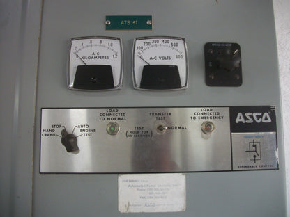 ASCO AUTOMATIC TRANSFER SWITCH CABINET C9403120099XC 1200AMP 480Y/277VOLT