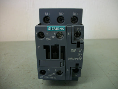 SIEMENS CONTACTOR 3RT2025-1BB40 40AMP 24VCOIL 3PH 600V 15HP