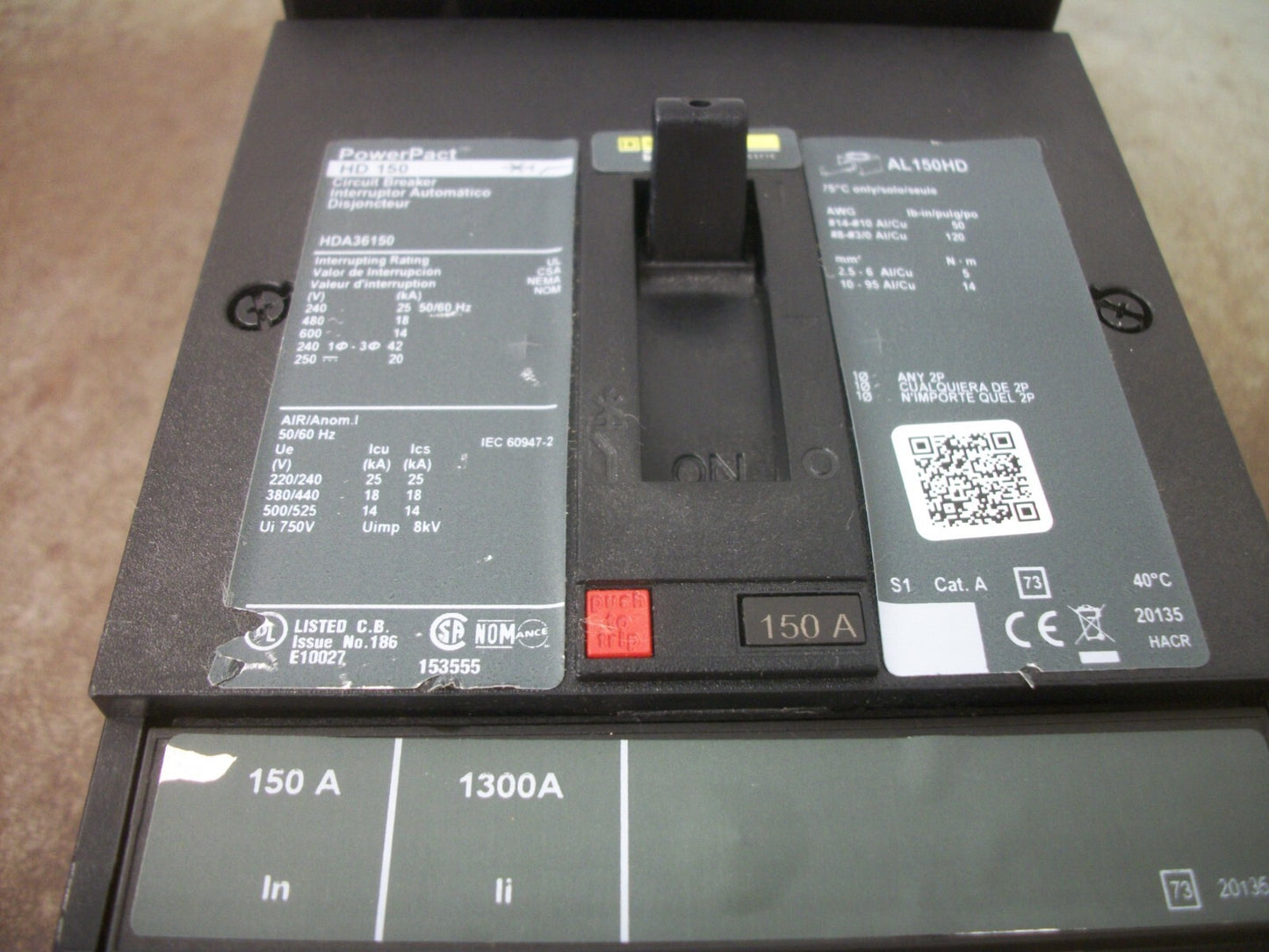 SQUARE D POWERPACT I-LINE HD CIRCUIT BREAKER HDA36150 150AMP 600VOLT 3POLE