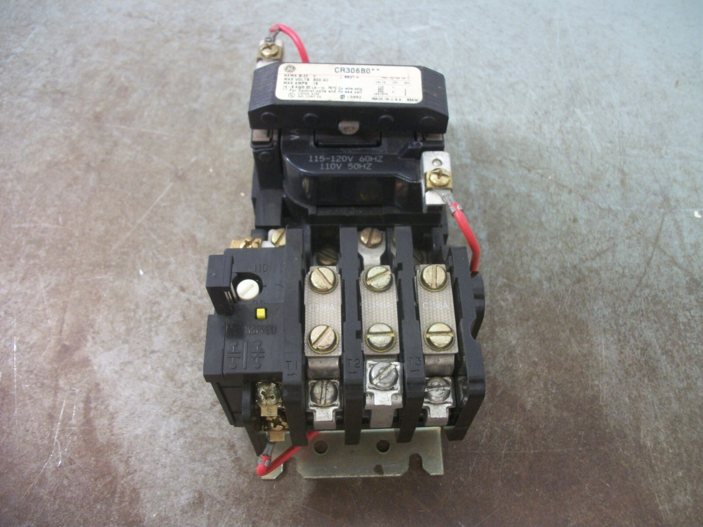 GE SIZE 0 MOTOR STARTER CR306B0** 18AMP 120VCOIL 3PH 600V 5HP