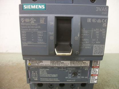 SIEMENS 3VA5 CIRCUIT BREAKER 3VA5210-7EC31-0AA0 100AMP 600VOLT 3POLE NOB