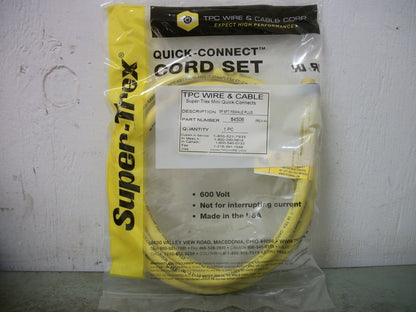 SUPER-TREX MINI QUICK-CONNECTS 6FT 5P FEMALE TPC WIRE & CABLE 84506 600VOLT NEW