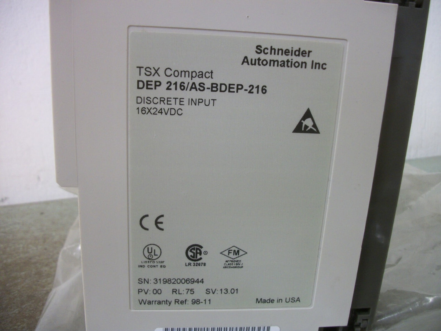 SQUARE D TSX COMPACT 16X24VDC DISCREET INPUT MODULE DEP 216/AS-BDEP-216 NOB