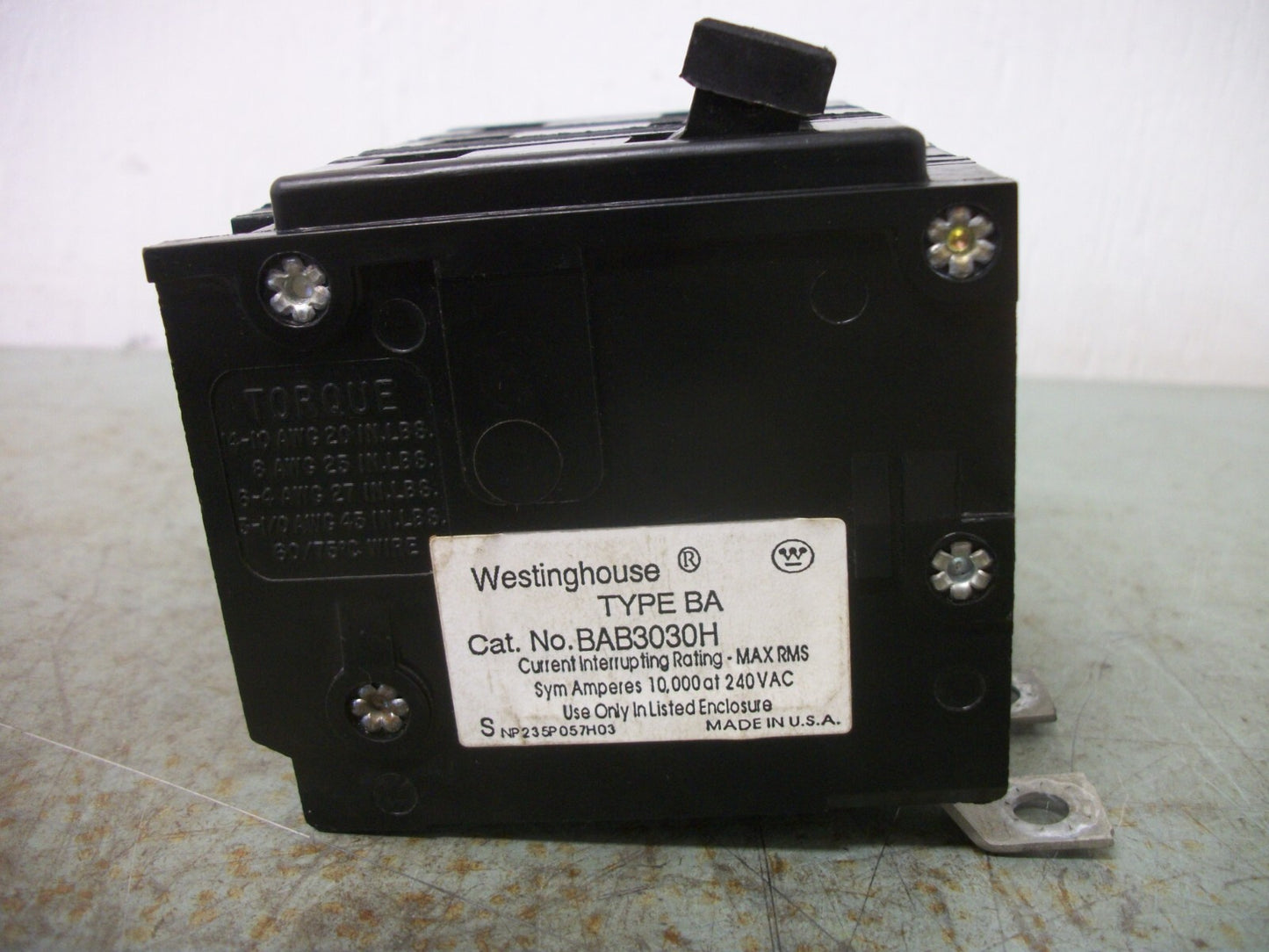 WESTINGHOUSE BA CIRCUIT BREAKER BAB3030H 30AMP 240VOLT 3POLE
