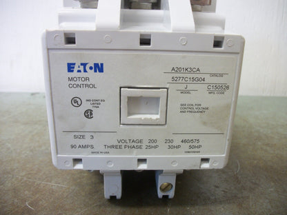 CUTLER-HAMMER SIZE 3 CONTACTOR A201K3CA 90AMP 120VCOIL 3PH 600V 50HP NOB