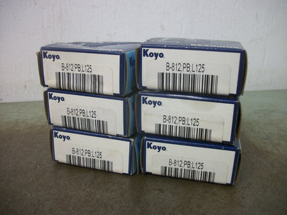 KOYO LOT OF 6 NEEDLE ROLLER BEARINGS B-812 PB L125 NIB